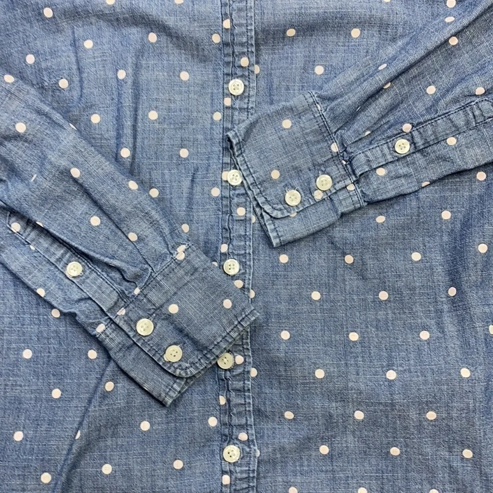 J.Crew Polka Dot Denim Button Up Long Sleeve XS